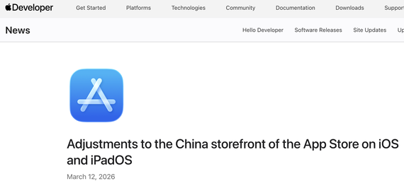 Apple says it will cut App Store commissions in China. (Photo: Screenshot)
