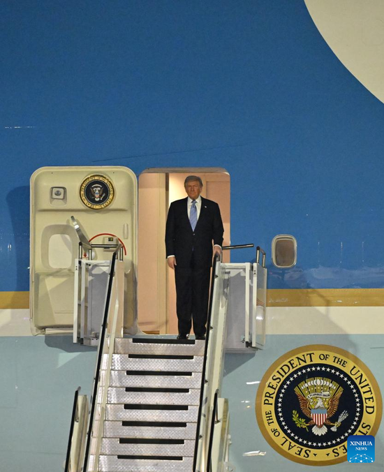 U.S. President Donald Trump arrives in Beijing on May 13, 2026, for a state visit to China. At the invitation of Chinese President Xi Jinping, Trump is visiting China from May 13 to 15. (Xinhua/Yue Yuewei)