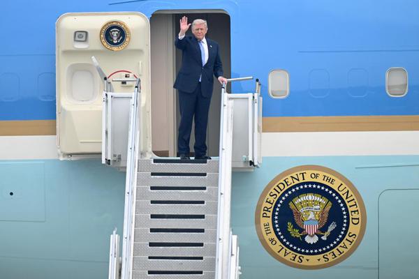 U.S. President Donald Trump leaves Beijing on May 15, 2026, concluding his state visit to China. (Xinhua/Jin Liangkuai)