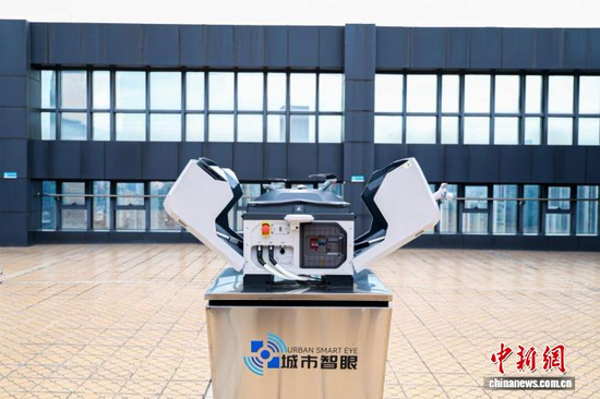 An automated drone dock in Wuhan’s “Urban Smart Eye” network, July 29, 2026. (Photo courtesy of DJI Enterprise)