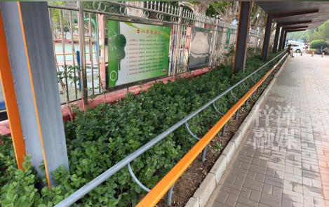 Single bar bench outside Beijing school hailed as model design