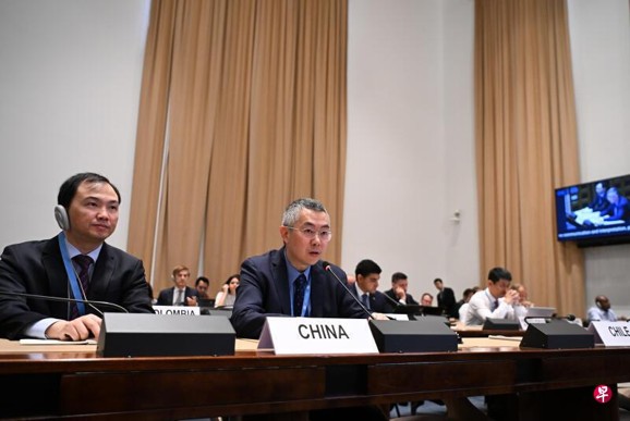 Li Chijiang (second from left), China’s ambassador for Disarmament Affairs, speaks at the Conference on Disarmament in Geneva, Switzerland. August 11, 2026. (Photo: Xinhua)