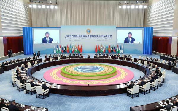 Chinese President Xi Jinping chairs the 25th Meeting of the Council of Heads of State of the Shanghai Cooperation Organization (SCO) in Tianjin, north China, Sept. 1, 2025. (Xinhua/Ding Haitao)