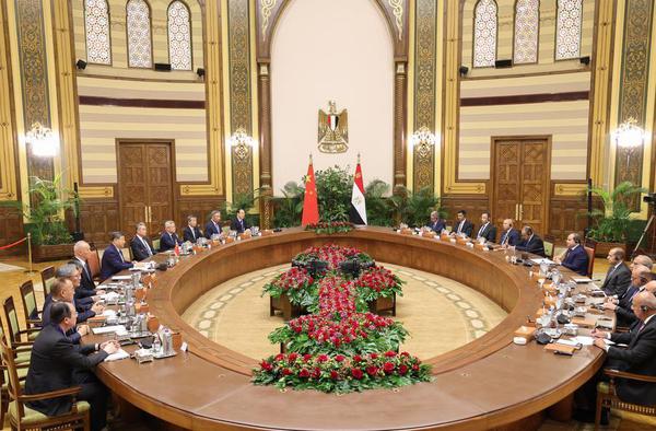 Chinese President Xi Jinping holds talks with Egyptian President Abdel Fattah El-Sisi in Cairo, Egypt, Sept. 2, 2026. (Xinhua/Yao Dawei)