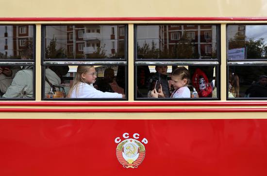 Vintage tram parade held in Moscow to celebrate Moscow City Day