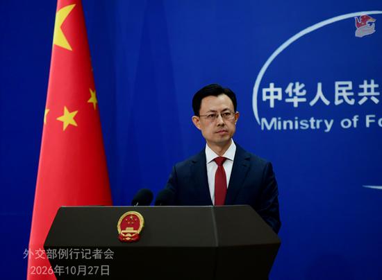 Chinese Foreign Ministry spokesperson Guo Jiakun speaks at a news conference, Oct. 27, 2026. (Photo: https://www.mfa.gov.cn/)
