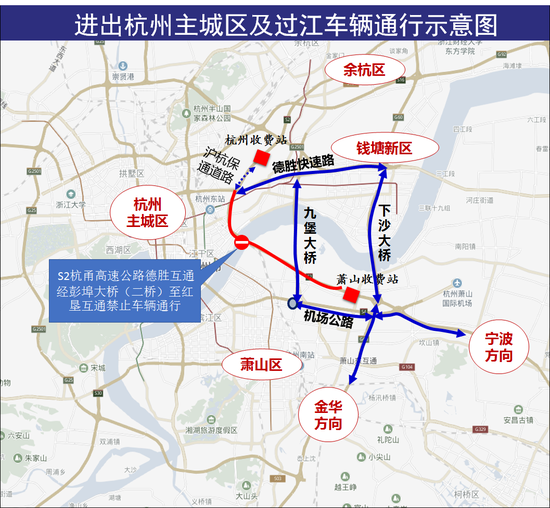 進出杭州主城區及過江車輛通行示意圖.警方供圖