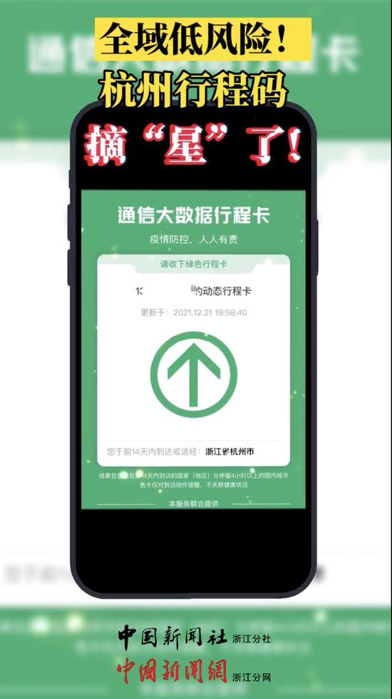期待已久浙江省杭州市行程码摘星了