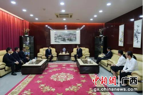 杨贤国向中国驻尼日尔律桂军大使汇报项目进展情况。王舟 摄