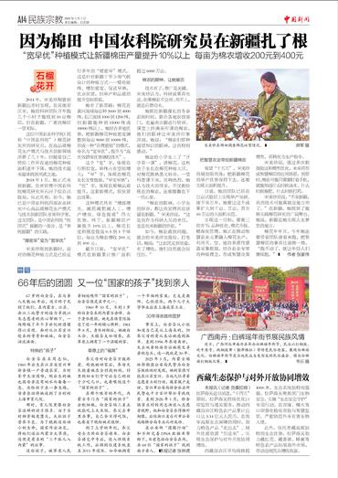 因为棉田 中国农科院研究员在新疆扎了根