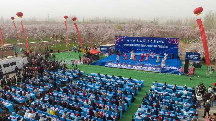 “春满阿克陶·杏起新征程”克州阿克陶县第四届昆仑大峡谷杏花旅游季启动仪式现场
