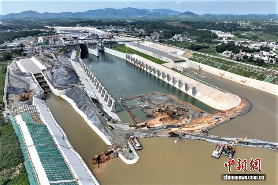 航拍广西平陆运河建设现场