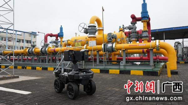 燃气防爆巡检机器人在燃气场站进行巡检。中国燃气 供图